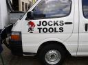 Jock's Tools. Logo and Vinyl Lettering on Van Door